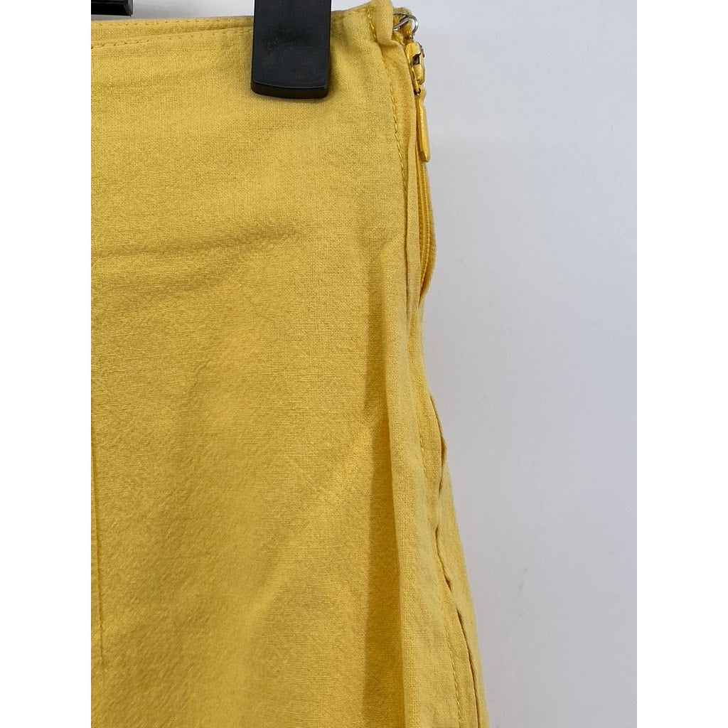 SISLEY Women's Mustard Yellow Cotton Straight Mini Skirt SZ 26(US 6)