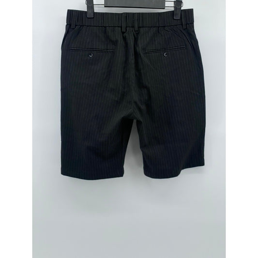 UNBRANDED Men's Black Pinstripe Regular-Fit Bermuda Shorts SZ 32
