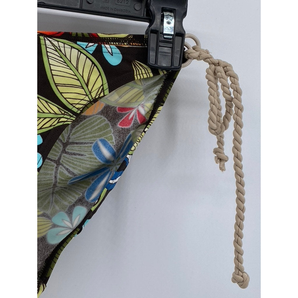 BALTEX Women’s Black Floral Rope Side-Tie Bikini Bottom SZ 6