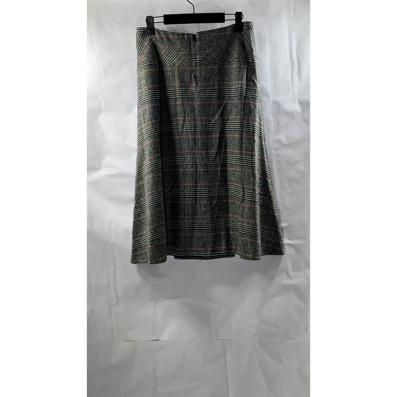 JOSEPH Women's Black-Red Plaid Virgin-Wool Blend Knee Length Skirt SZ 38(US6)