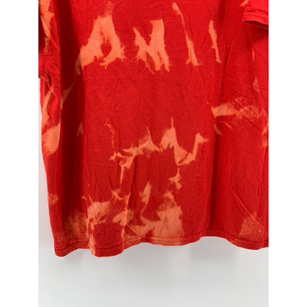 GILDAN Men's Red Tie-Dye Heavy Cotton Graphic T-Shirt SZ XL