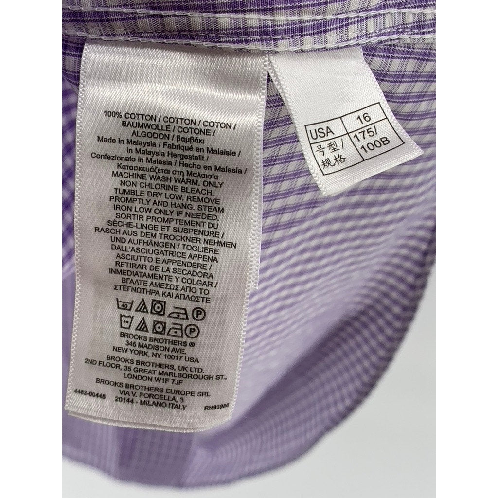 BROOKS BROTHERS Men's Purple Mini Check Button-Up Regent Shirt SZ 16/34