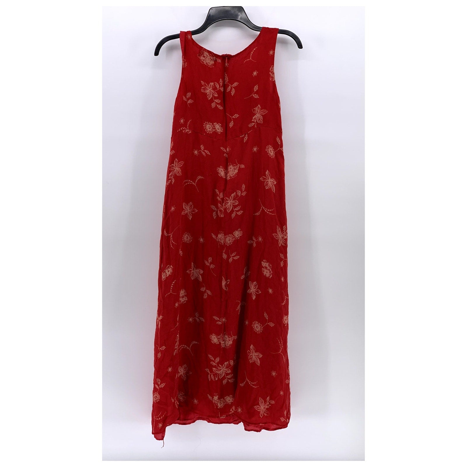 COLDWATER CREEK Women's Red Floral The Vintage Twin Scoop-Neck Silk Dress SZ S