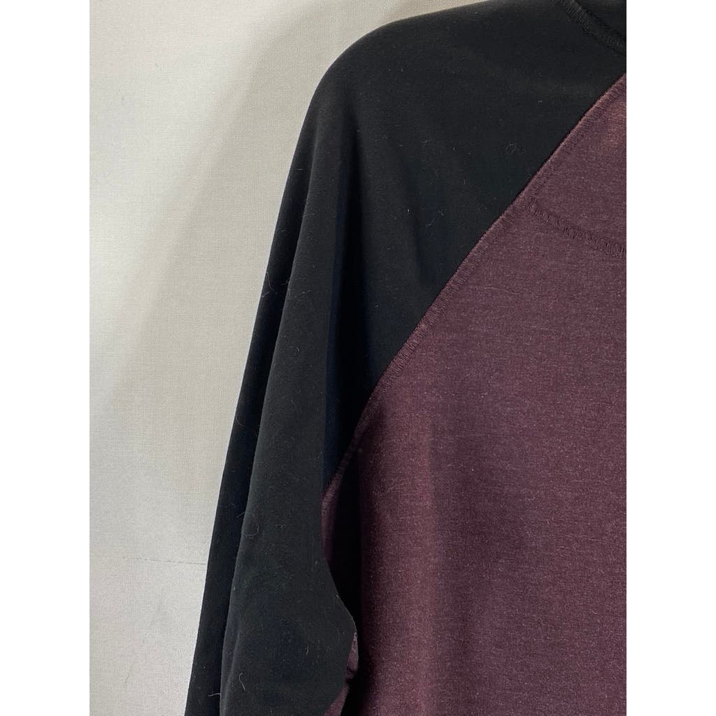 ORVIS Men's Burgundy/Black Crewneck Colorblock Raglan Long Sleeve T-Shirt SZ L