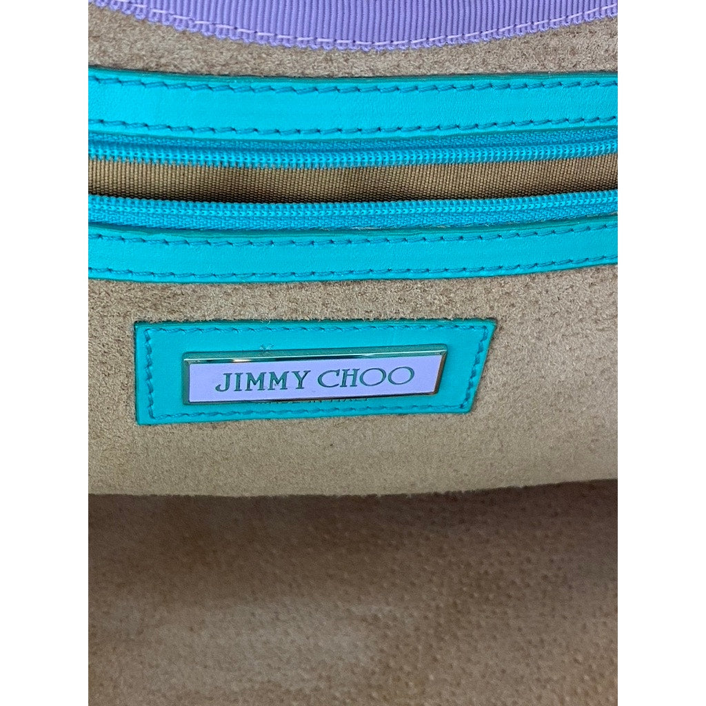 JIMMY CHOO Women's Aqua Green Textured Round Handle Handbag
