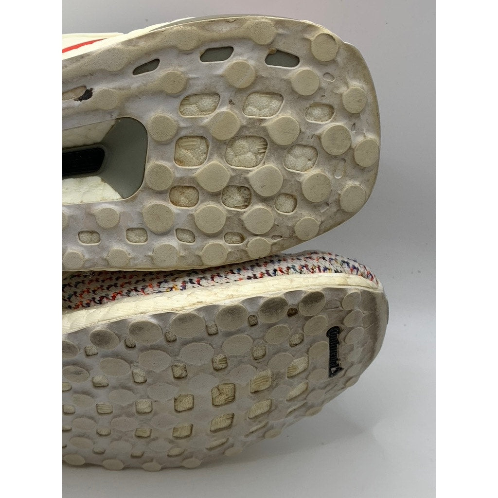 ADIDAS Men's White-Multi Knit Ultra Boost Sneakers SZ 9