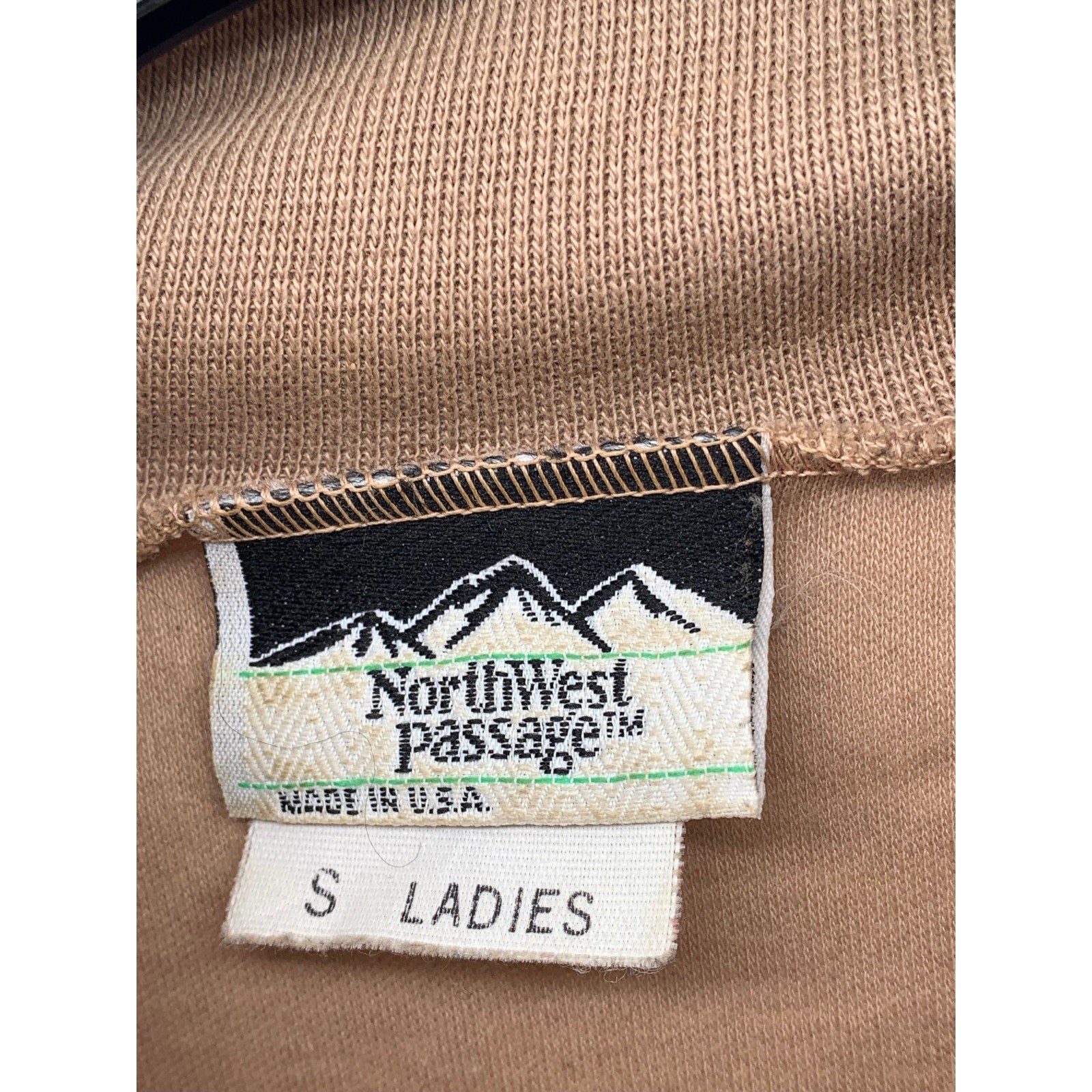 NORTHWEST PASSGAE Women's Vintage Beige Single Stitch Long Sleeve Top SZ S