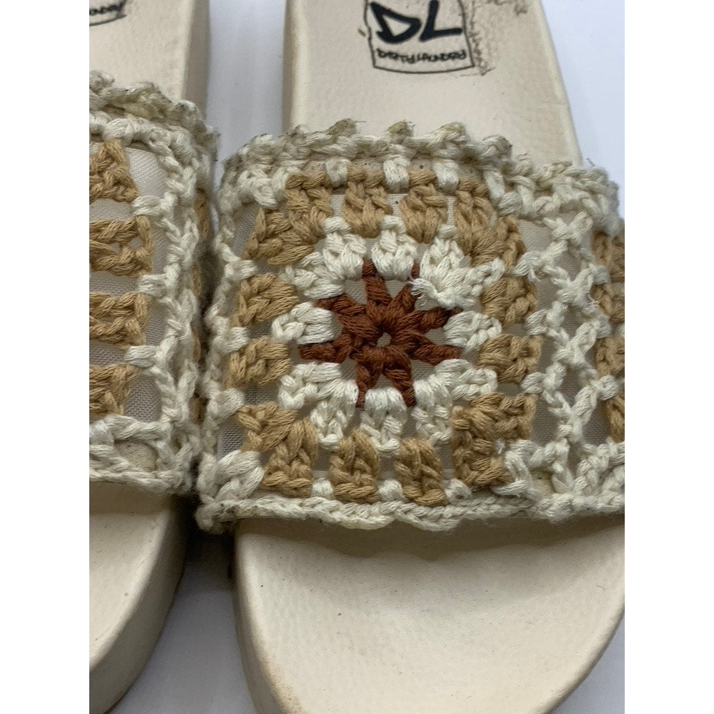 DIRTY LAUNDRY Women's Beige Knit Worble Slip-On Wedge Sandals SZ 7