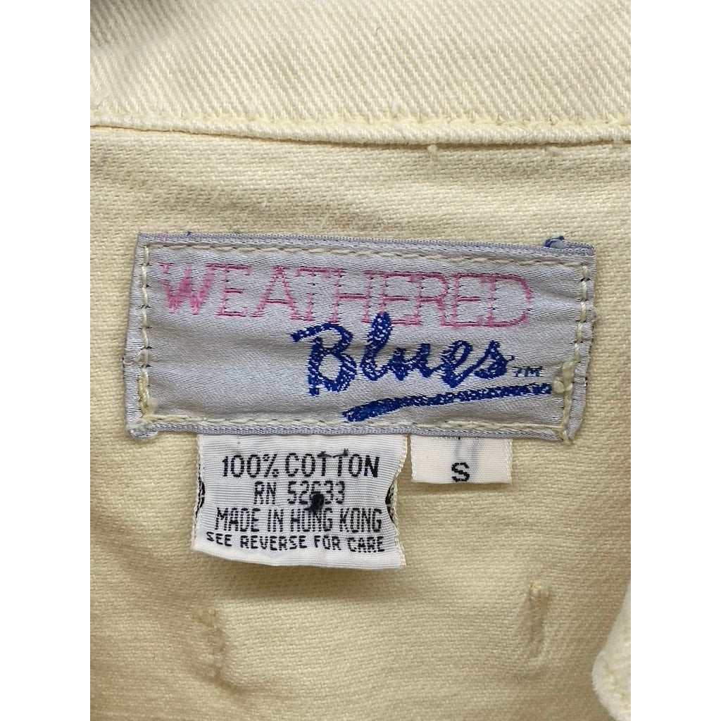 WEATHERED BLUES Women's Cream Denim Button-Up Long Sleeve Jacket SZ S