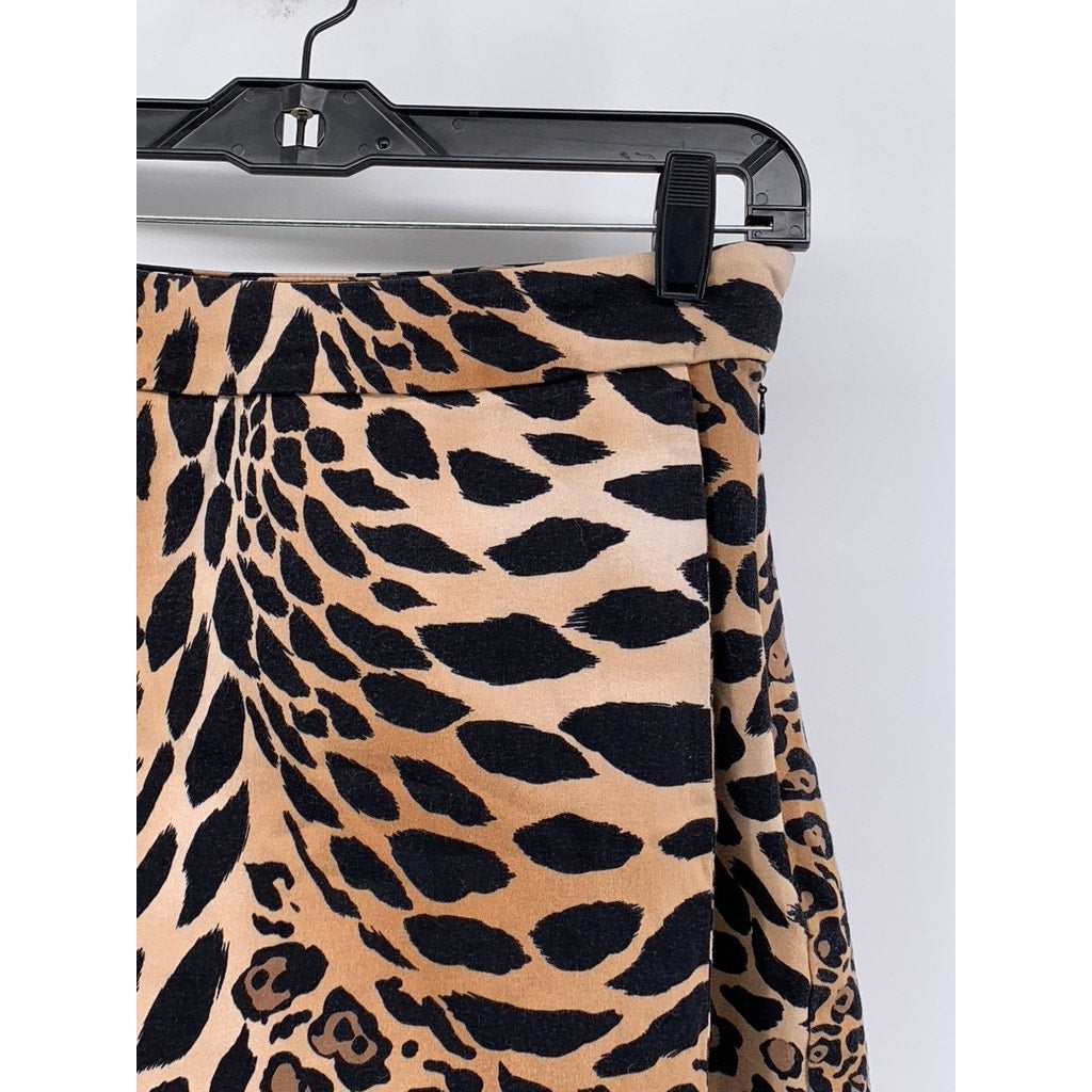 UNBRANDED Women's Tan-Black Animal Print Layered Skort SZ S