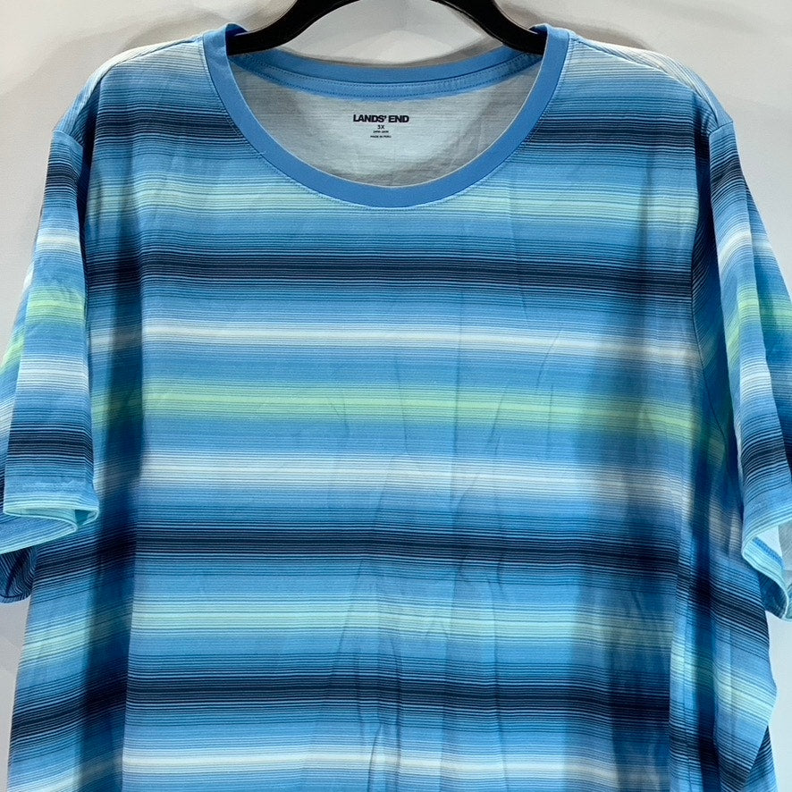 LANDS' END Women's Plus Size Blue Striped Crewneck Short Sleeve T-Shirt SZ 3X