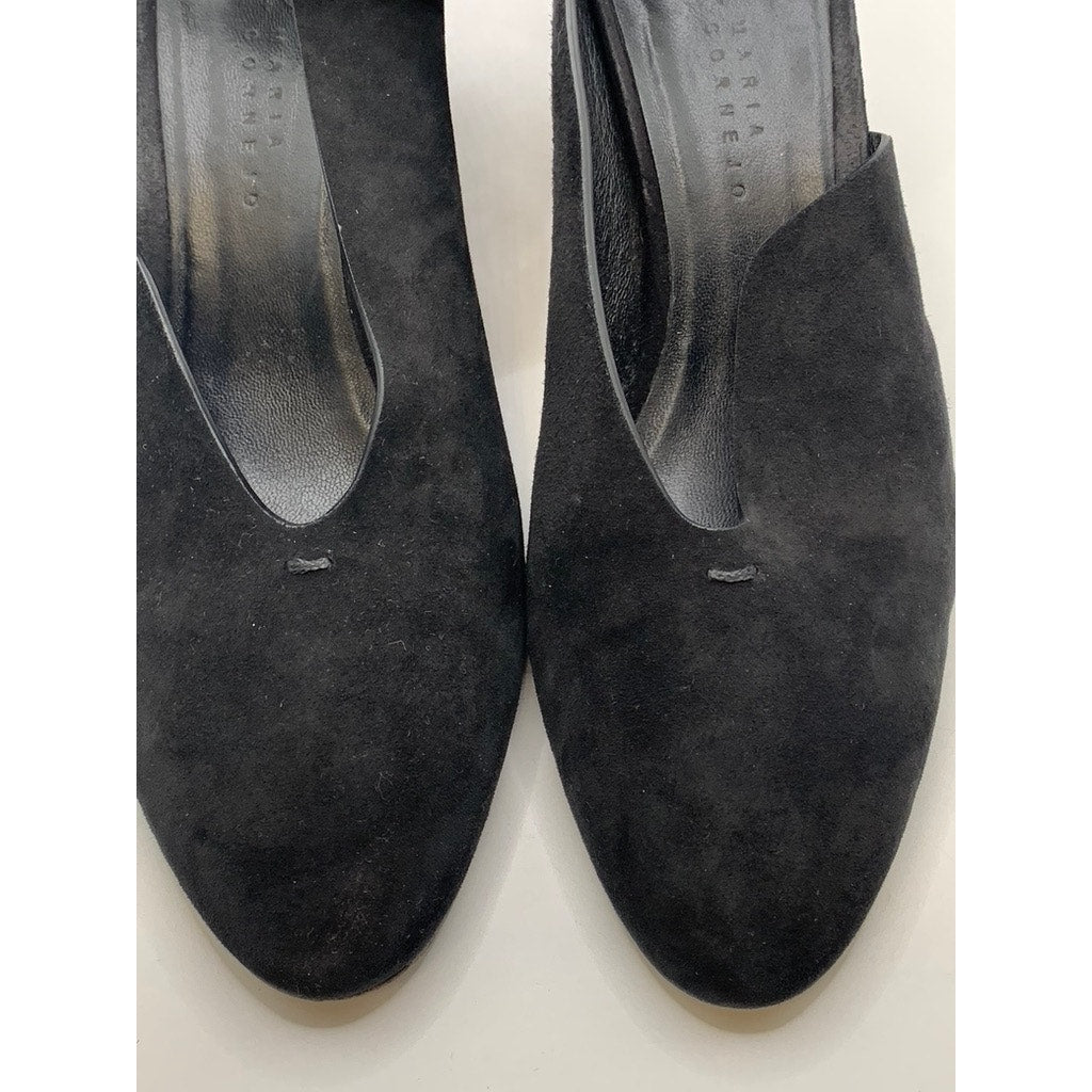 ZERO + MARIA CORNEJO Women's Black Leather Ankle Strap Heeled Sandals SZ 40(9)