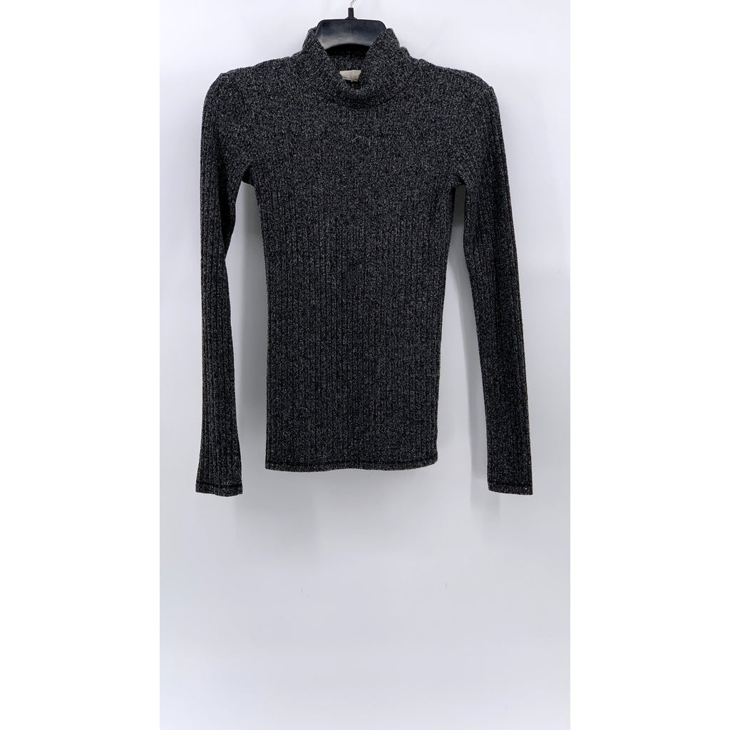 WILFRED FREE Women's Charcoal Rib Mock-Neck Long Sleeve Sweater Top SZ XS