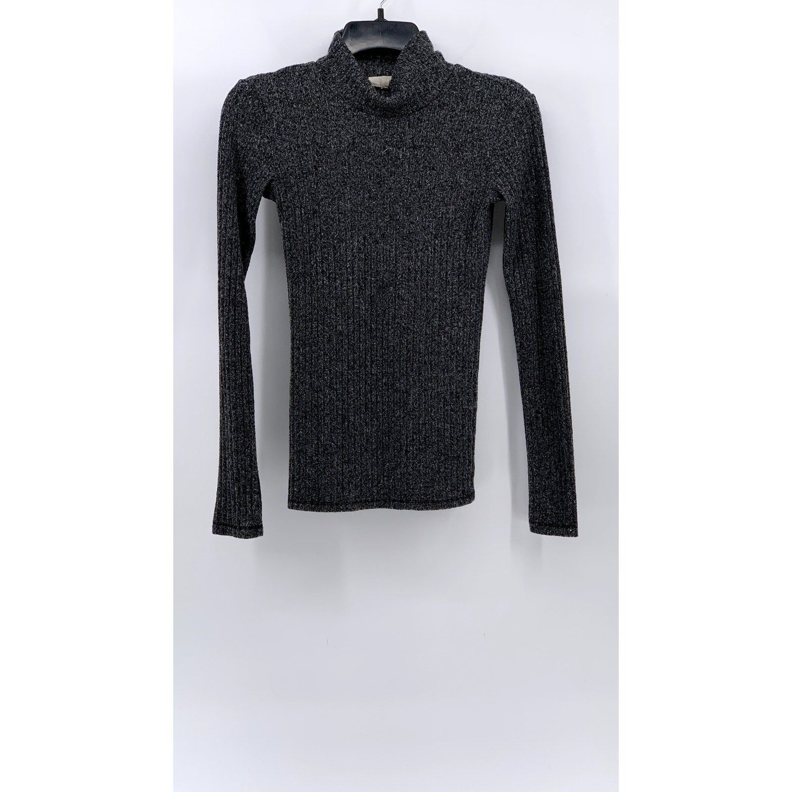 WILFRED FREE Women's Charcoal Rib Mock-Neck Long Sleeve Sweater Top SZ XS