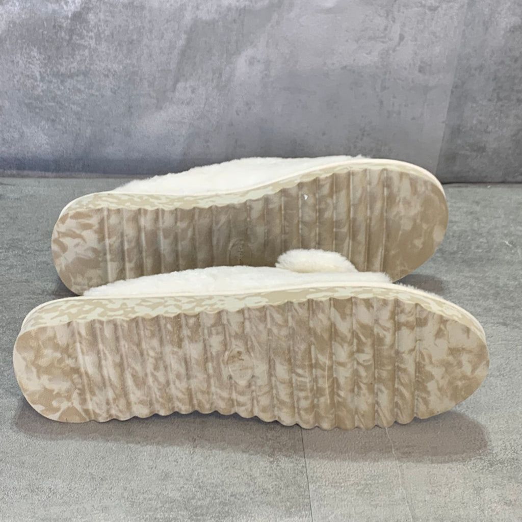 DR. SCHOLL'S Tofu Staycay OG Faux Fur Buckle Slide Sandal SZ 10