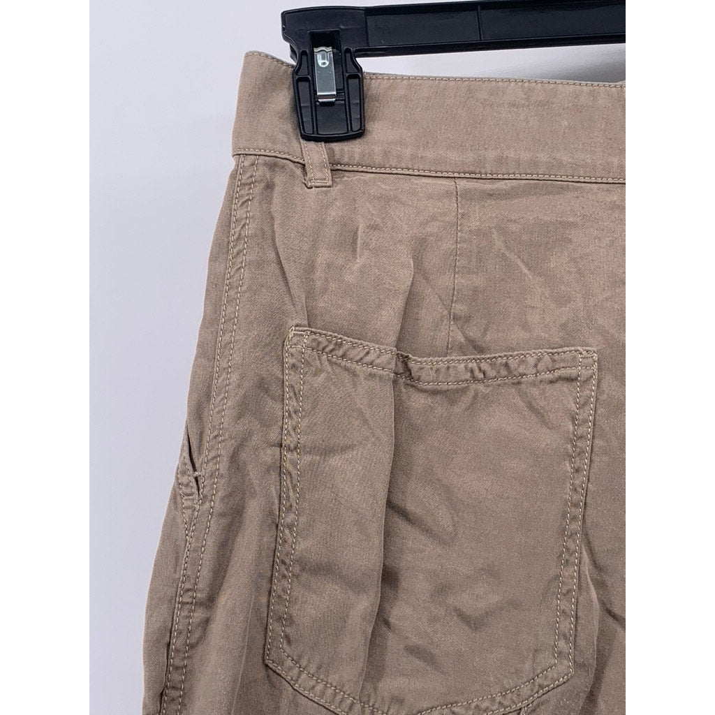 ZARA Women's Beige Lightweight Relaxed-Fit Wide-Leg Pants SZ XS