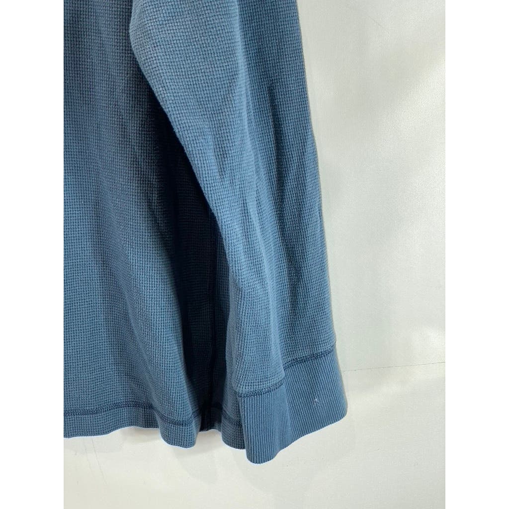 EDDIE BAUER Men's Blue Outdoor Waffle-Knit Thermal Pullover Henley Shirt SZ 2XL