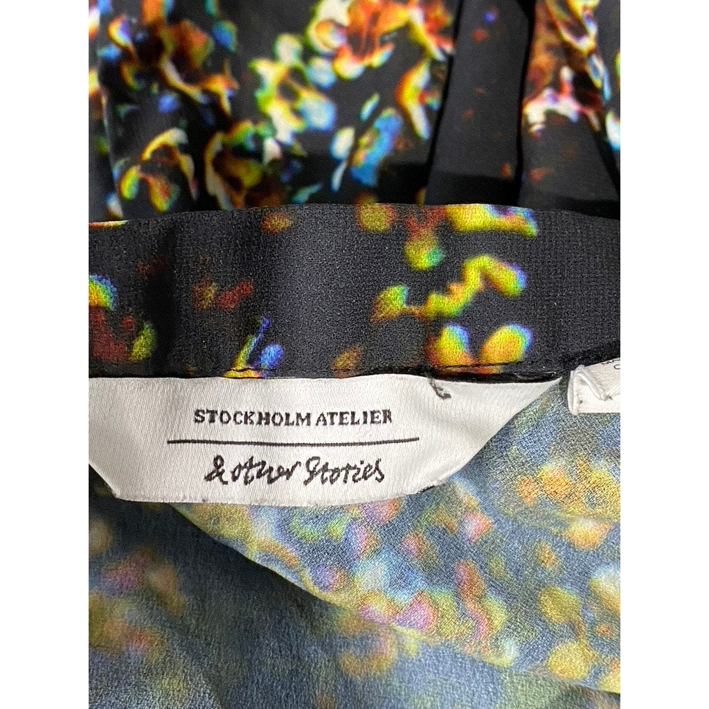 STOCKHOLM ATELIER & OTHER STORIES Women's Black Floral Midi Skirt SZ 6