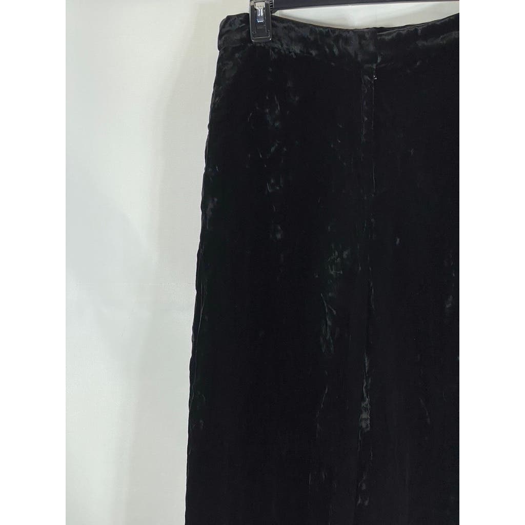 BARNEYS NEW YORK Women's Black Velvet Wide-Leg Pants SZ 42(US 6)