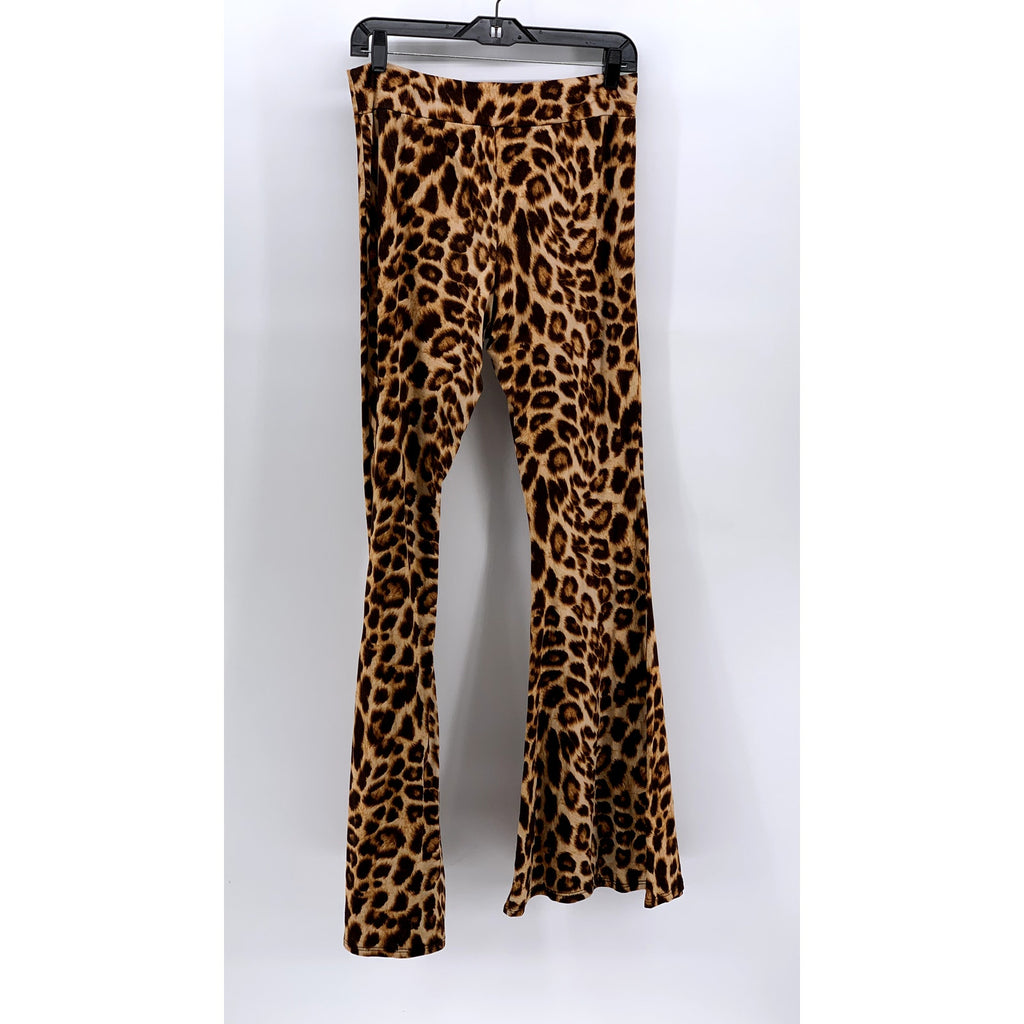 GOT STYLE USA Women's Brown Animal Print Wide-Leg Pants SZ L