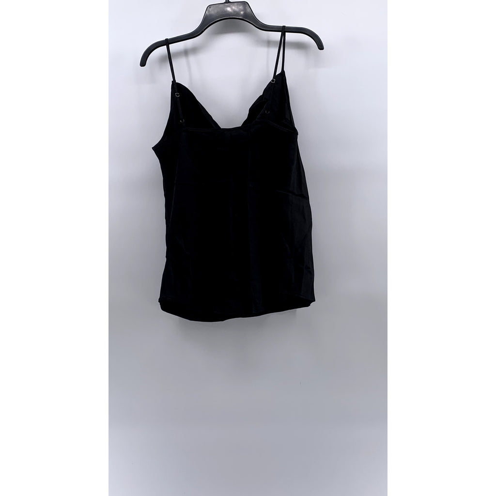7 FOR ALL MANKIND Women's Black Satin Cowl-Neck Spaghetti Strap Camisole Top SZS