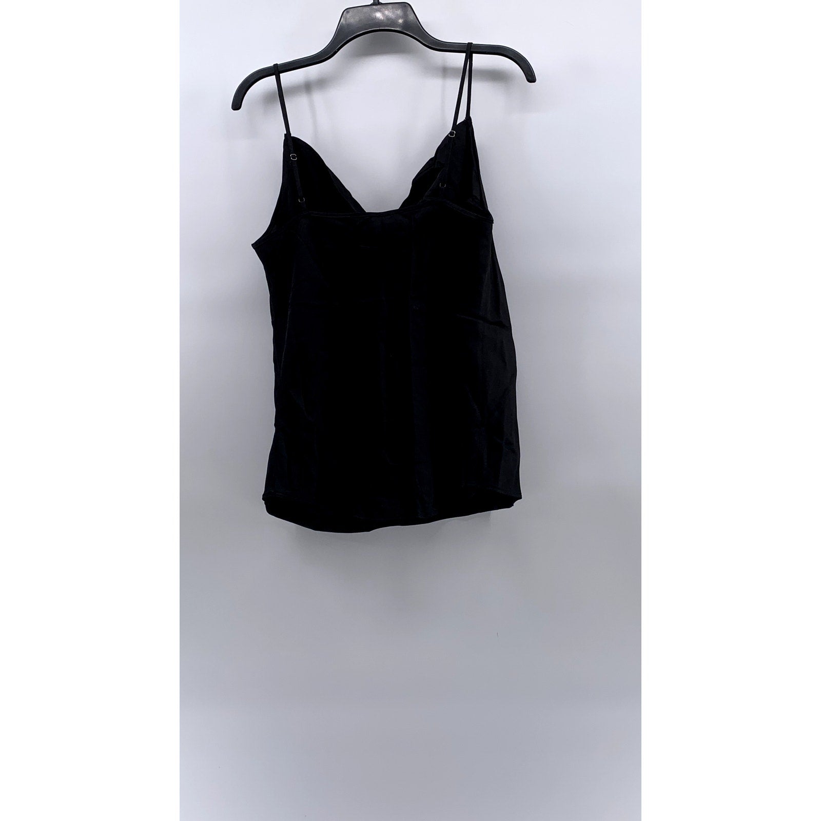 7 FOR ALL MANKIND Women's Black Satin Cowl-Neck Spaghetti Strap Camisole Top SZS
