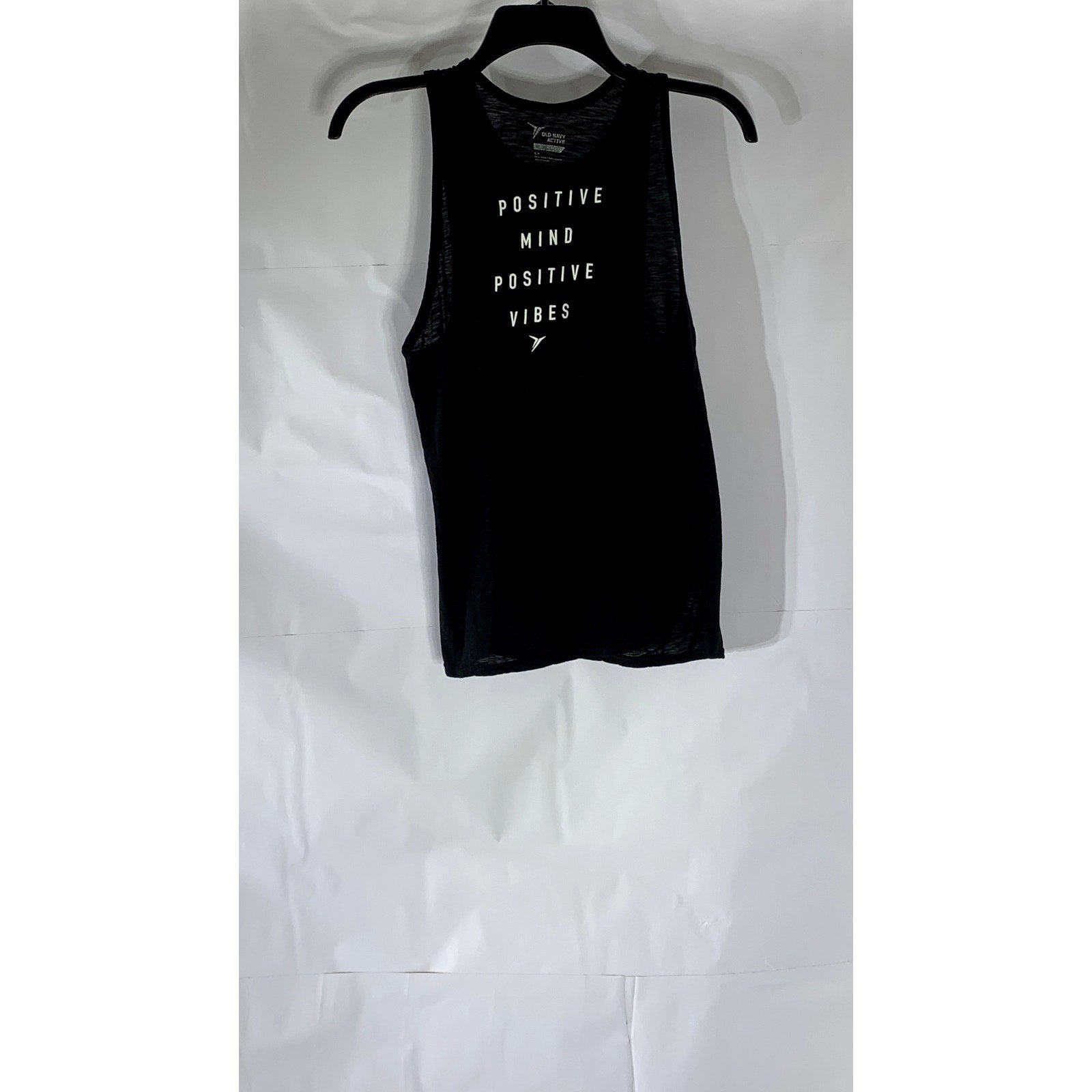 OLD NAVY ACTIVE Women’s Black-White Postive Mind Positive Vibes Tank Top SZ S