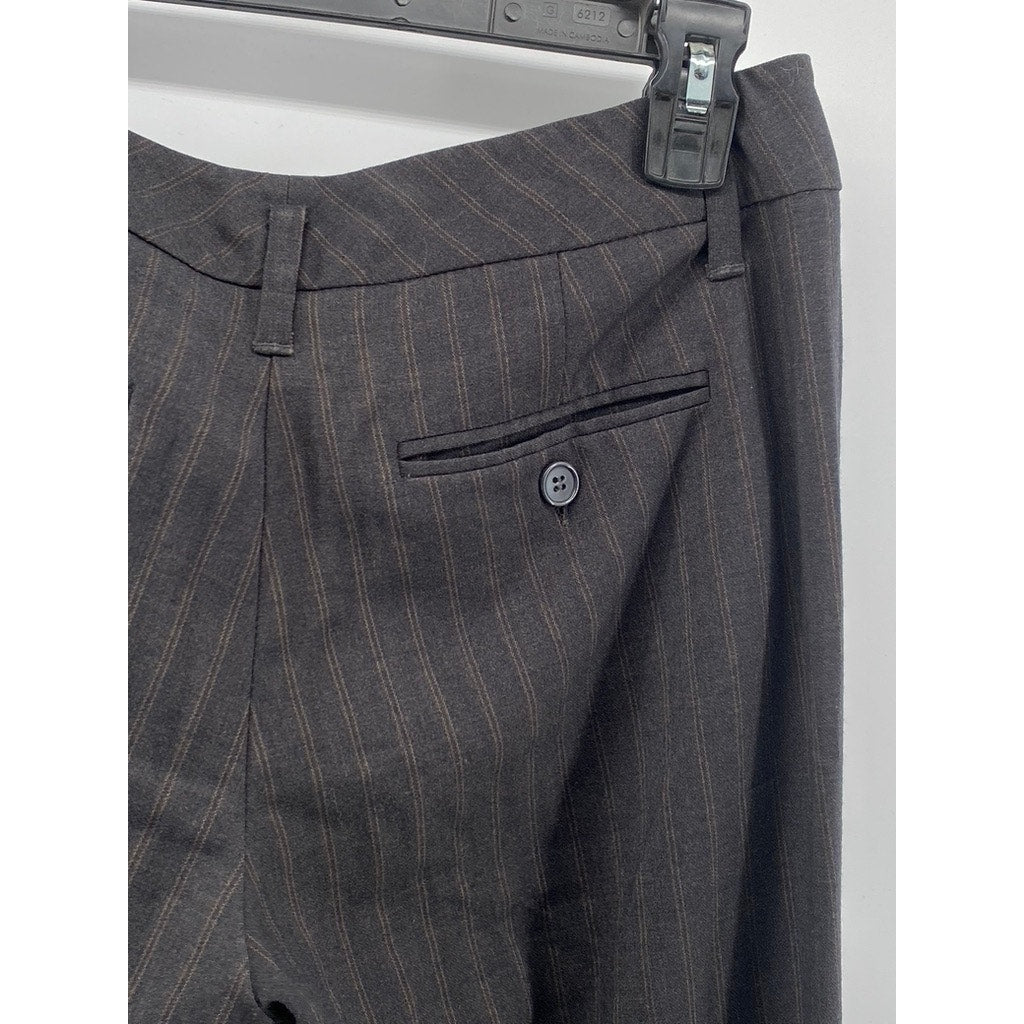 NEW YORK & COMPANY Women's Charcoal Gray Stretch Striped Wide-Leg Pants SZ 4