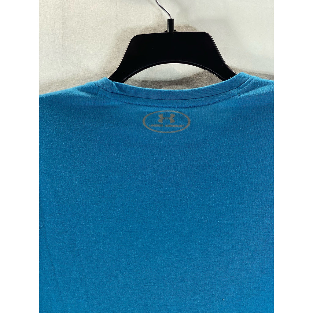UNDER ARMOUR Men's Blue Threadborne Loose Heatgear Loose Crewneck T-Shirt SZ M