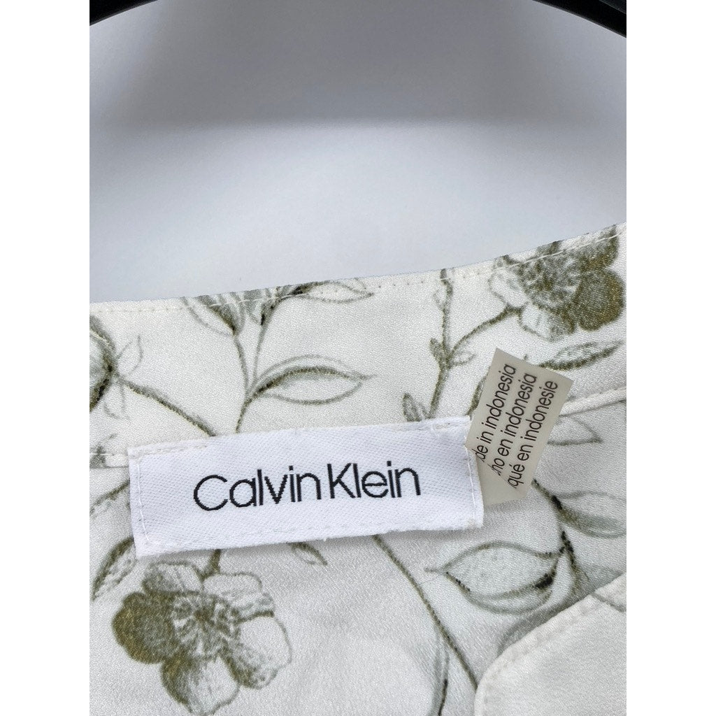 CALVIN KLEIN Womens Floral Blouse Button Up SZ (2X)