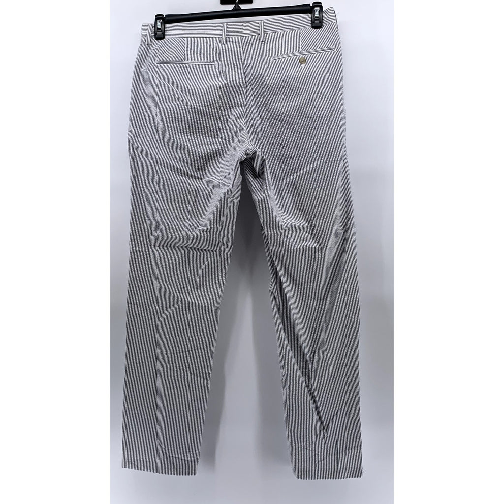 J.CREW Men's Blue-White Pinstripe Seersucker Bedford Straight-Leg Pant SZ 35X32