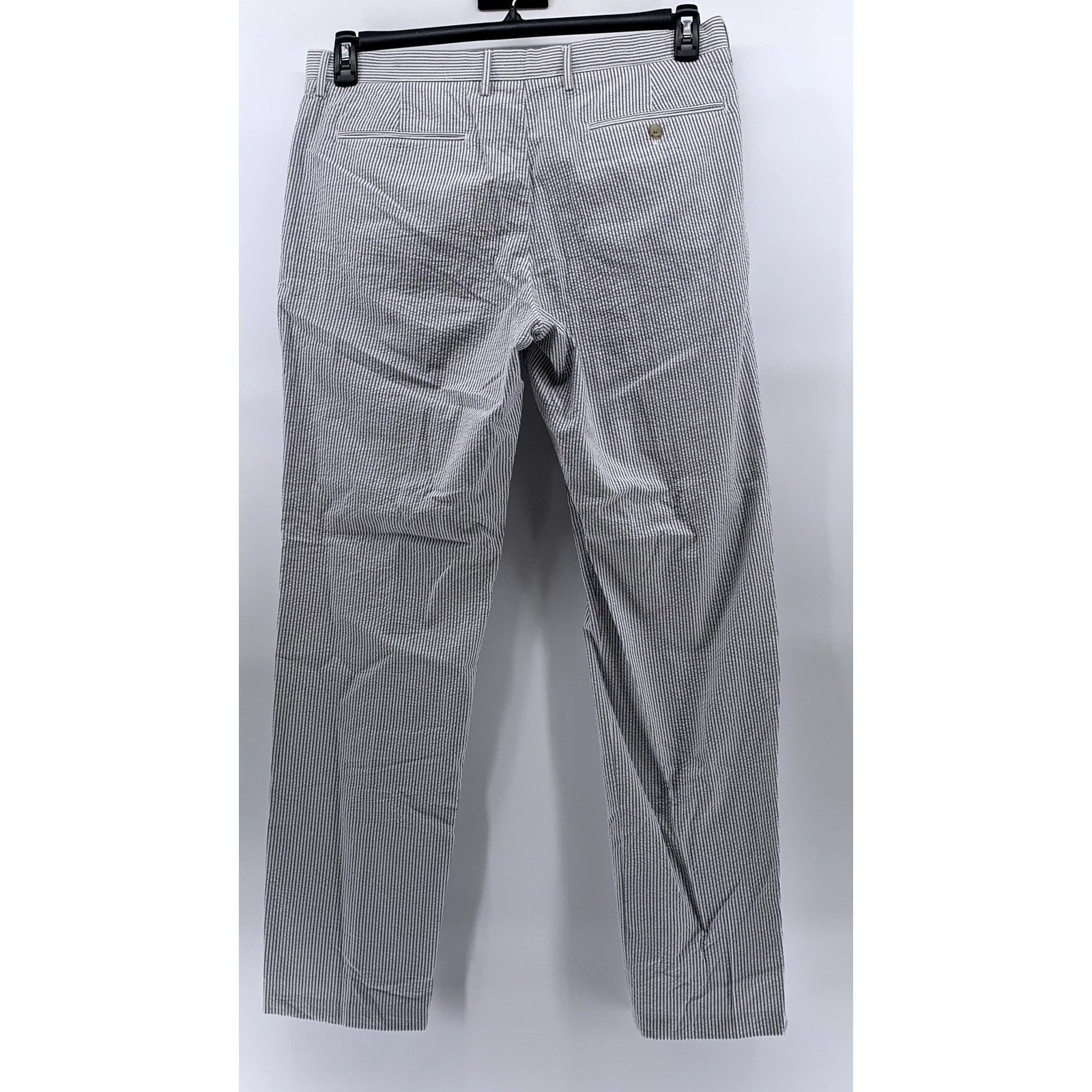 J.CREW Men's Blue-White Pinstripe Seersucker Bedford Straight-Leg Pant SZ 35X32