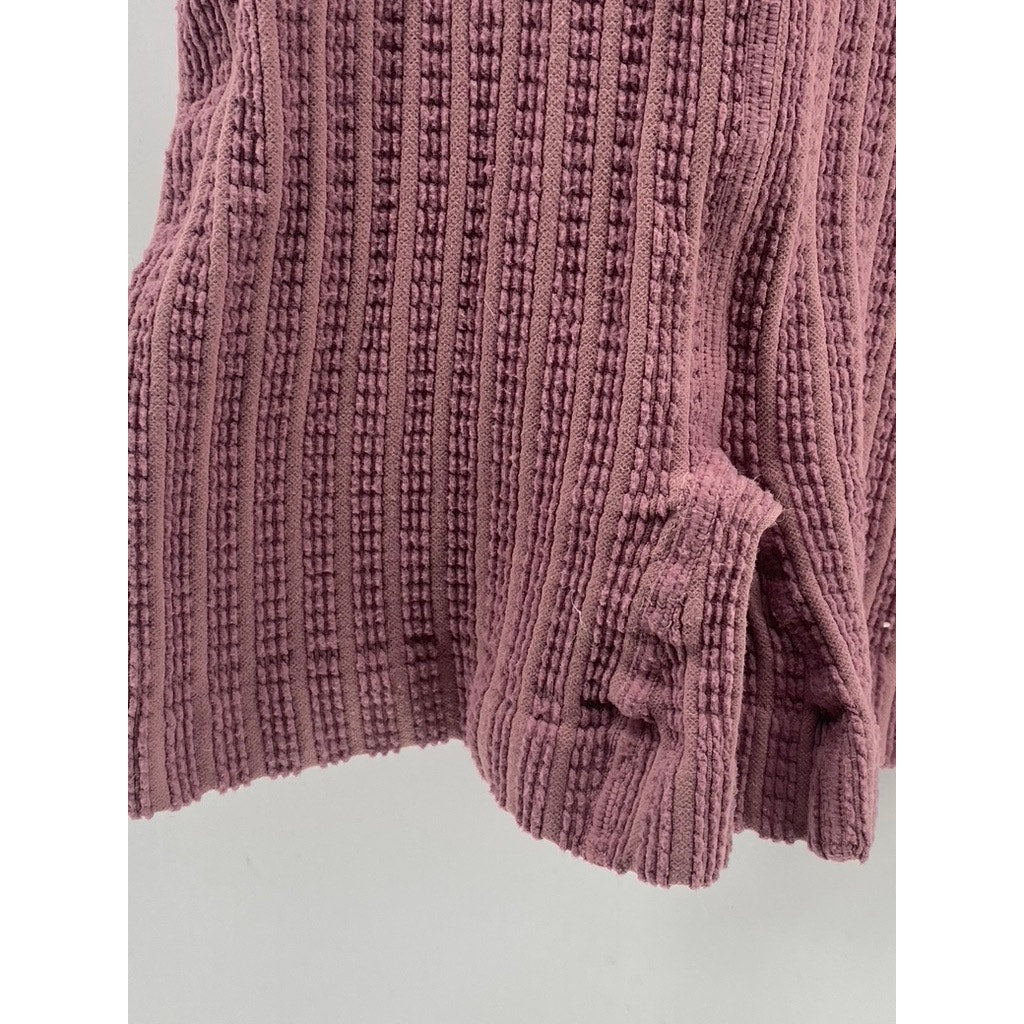 REFORMER Women's Mauve The Textured Runsie Scoop-Neck Pull-On Romper SZ XS/S