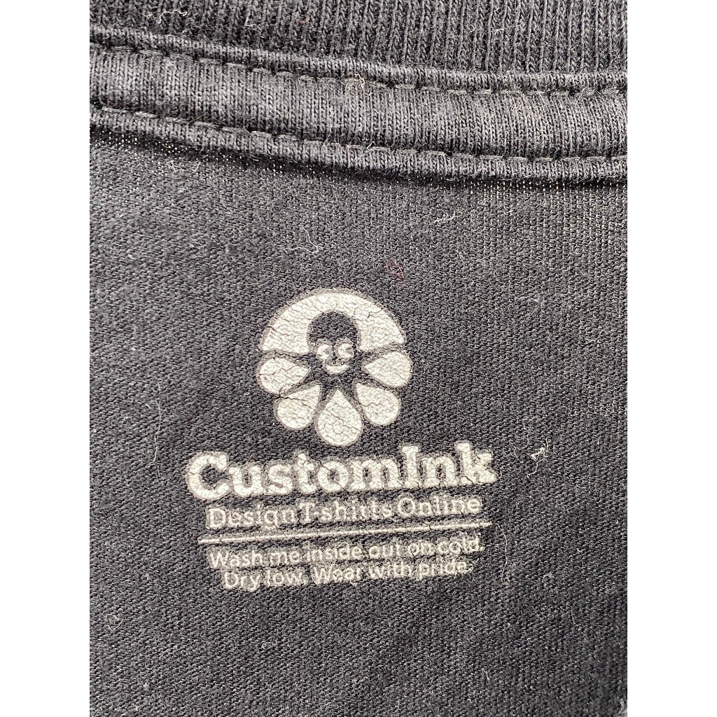 CUSTOM INK Men's Black Round Logo Crewneck Casual Short Sleeve T-Shirt SZ S