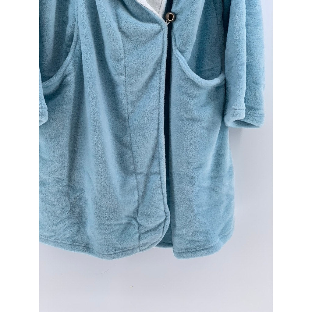 PAULA DEEN Women's Light Blue Wrap Hooded Soft Robe SZ S