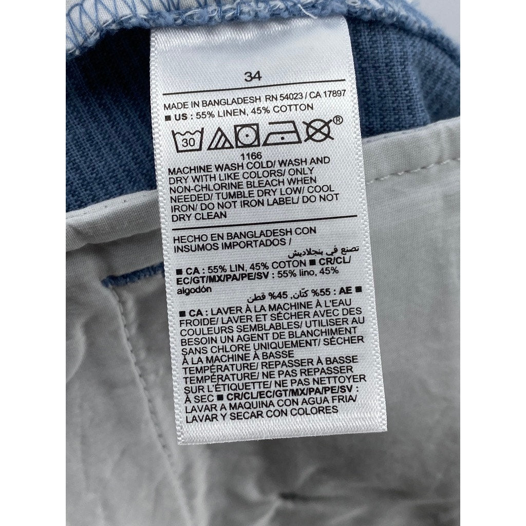 OLD NAVY Men's Blue Harvest Red 8" Rotation Linen-Blend Slim Chino Shorts SZ 34