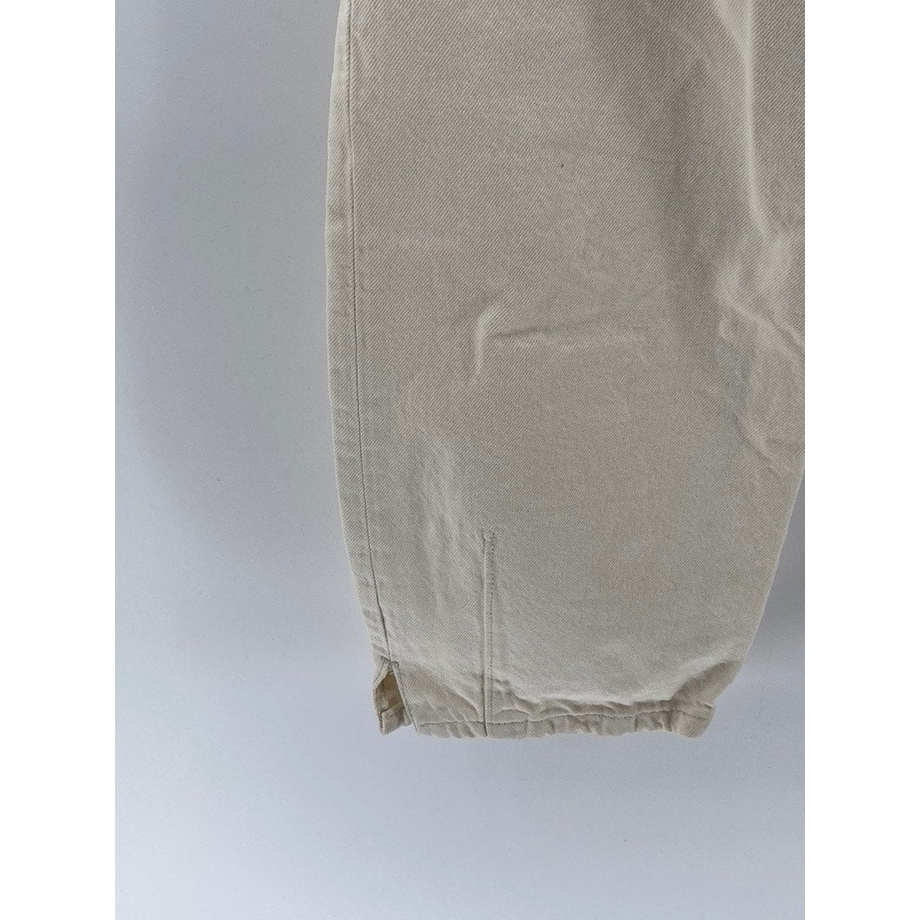 BANANA REPUBLIC Women's Cream Button-Fly High-Rise Relaxed-Fit Taper Jean SZ 27