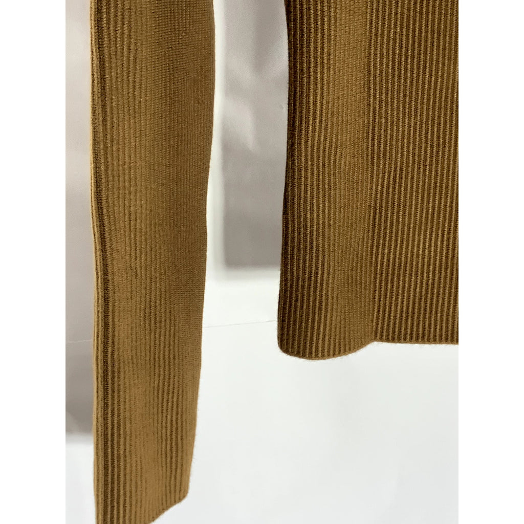 ABERCROMBIE & FITCH Women's Dark Brown Ribbed Crewneck Long Sleeve Top SZ S