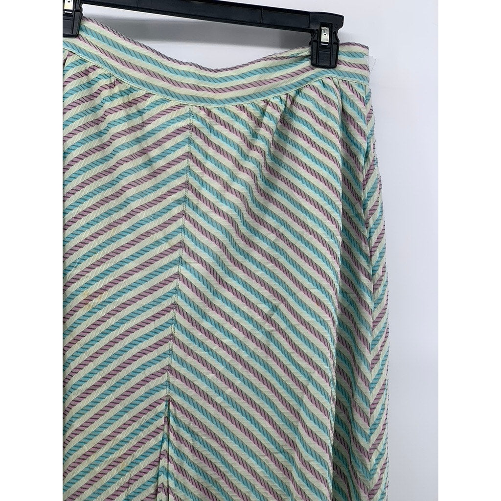 MACPHERSON'S By LAURA BIAGIOTTI Women's White Striped Cashmere Skirt SZ 46