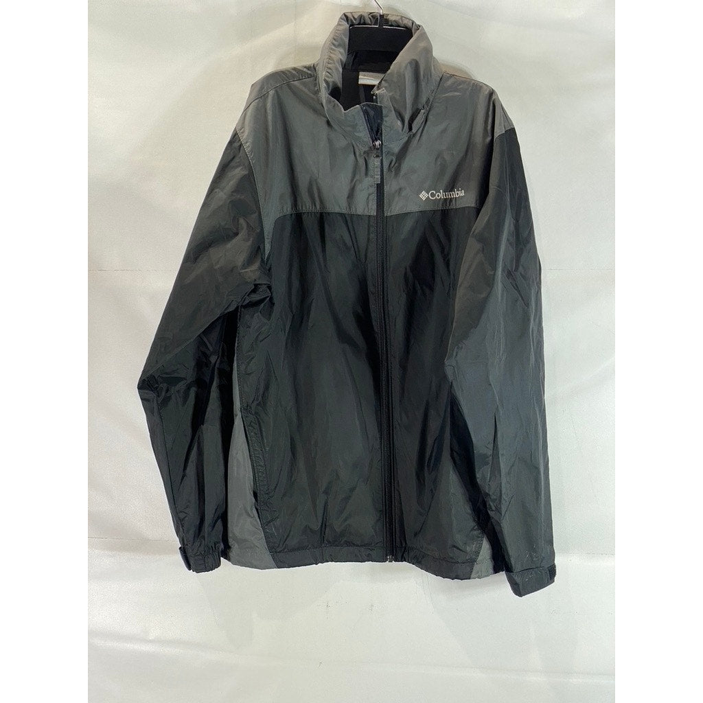 COLUMBIA Men's Black/Grey Glennaker Lake Full-Zip Vintage Rain Jacket SZ M