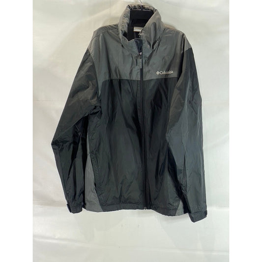COLUMBIA Men's Black/Grey Glennaker Lake Full-Zip Vintage Rain Jacket SZ M