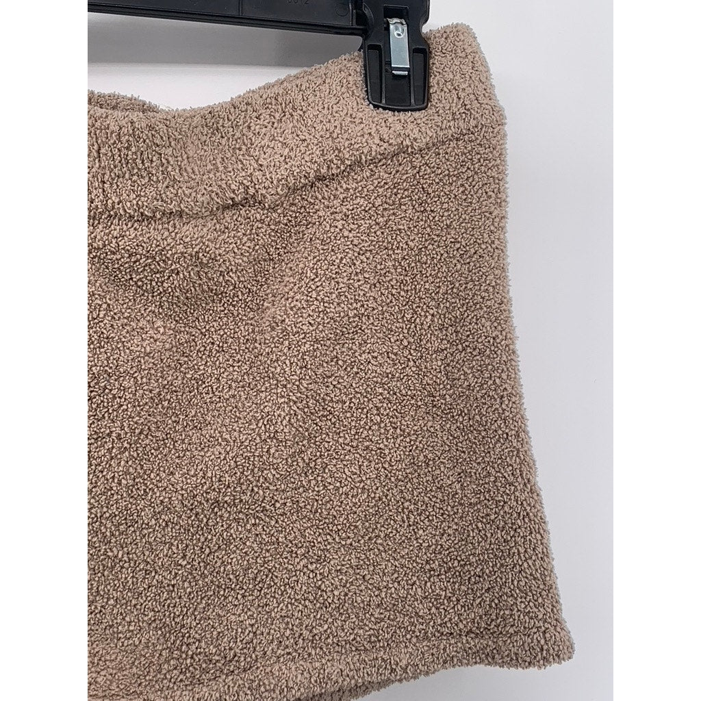 FOREVER 21 Women's Brown Teddy Cozy Pull-On Shorts SZ L
