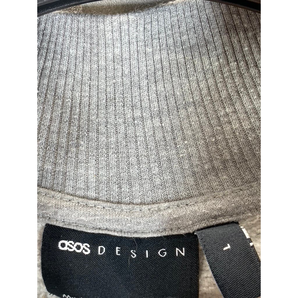ASOS DESIGN Men's Gray Heather Quarter-Zip Pullover Sweater SZ L