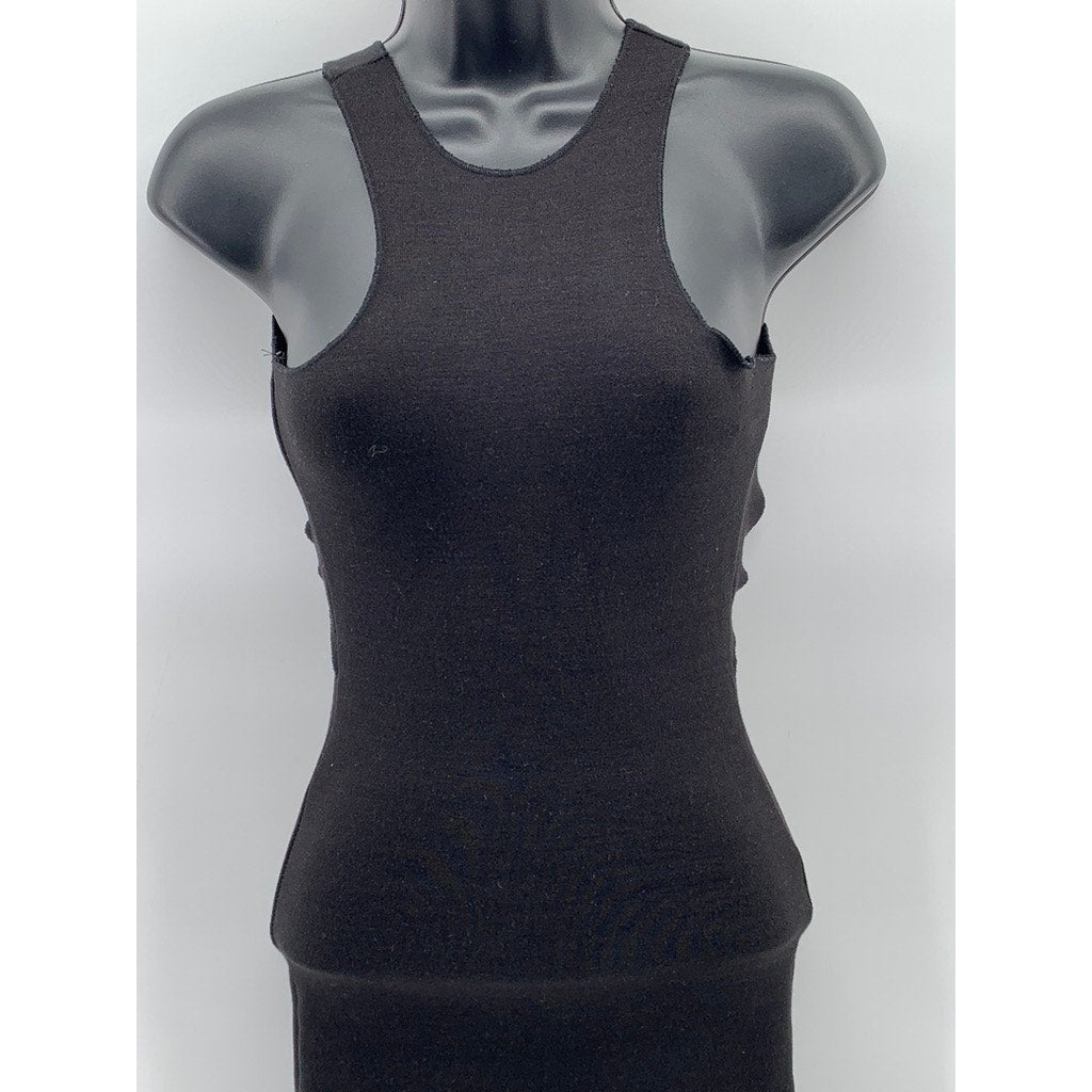 ZARA Women's Black Solid Scoop-Neck Sleeveless Open-Back Midi Bodycon Dress SZ S