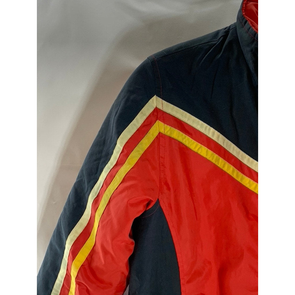 ECKORED Women's Vintage Red/Black Racecar Zip-Up Stand Collar Jacket SZ S