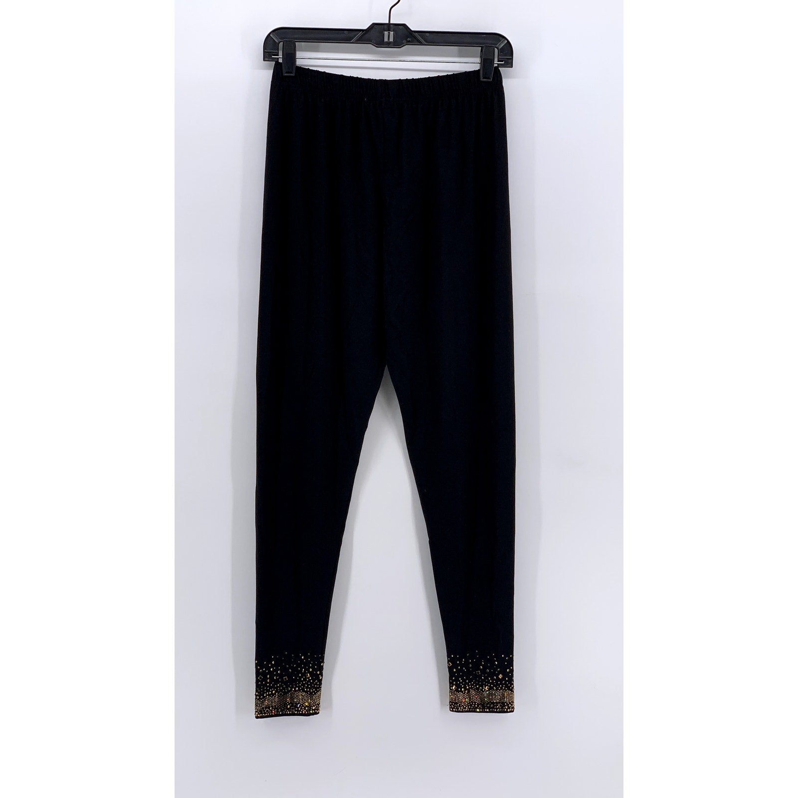 GARDY Women's Black-Gold Studded Hem Leggings SZ M