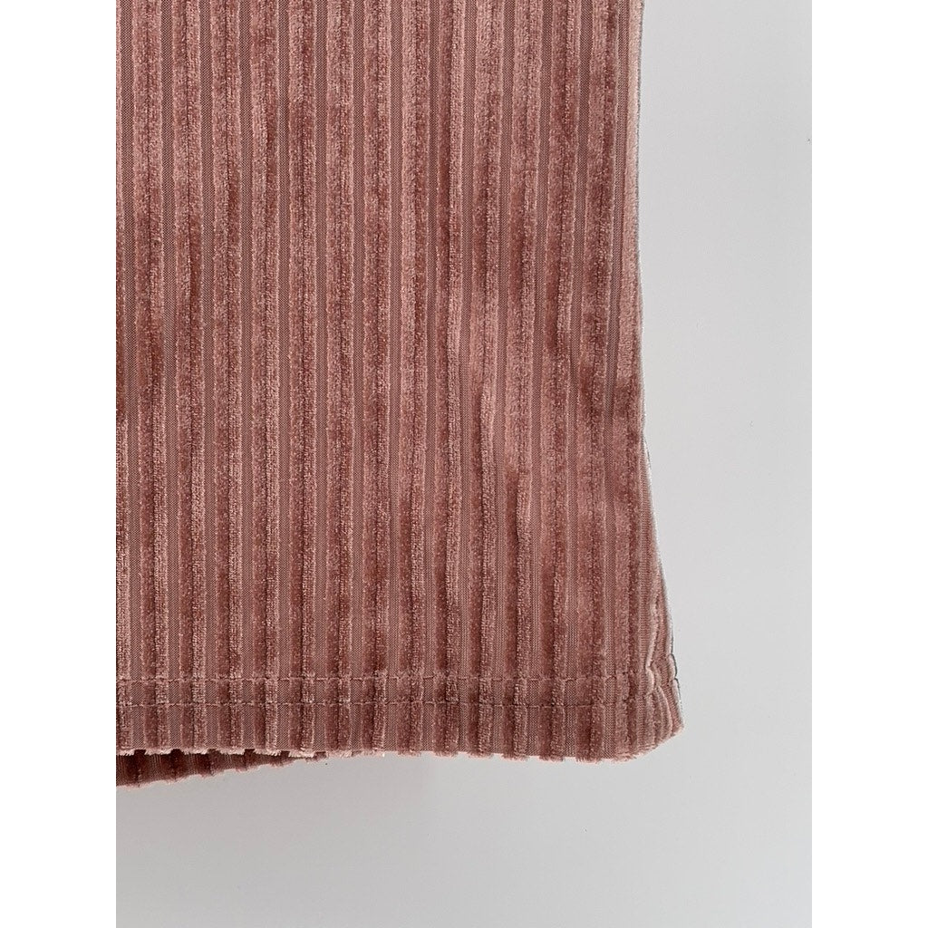 SHEIN Women's Pink Rib Velvet Crewneck Short Sleeve Top SZ 4