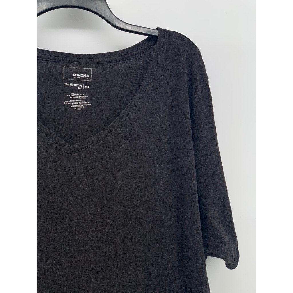 SONOMA GOODS FOR LIFE Women's Plus Black V-Neck Everyday Tee SZ 2X