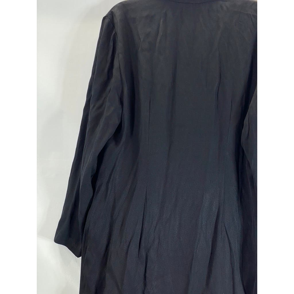 JOHN ROBERTS Women's Black Midi Vintage 80's 3 Button Trench Dress SZ 15/16