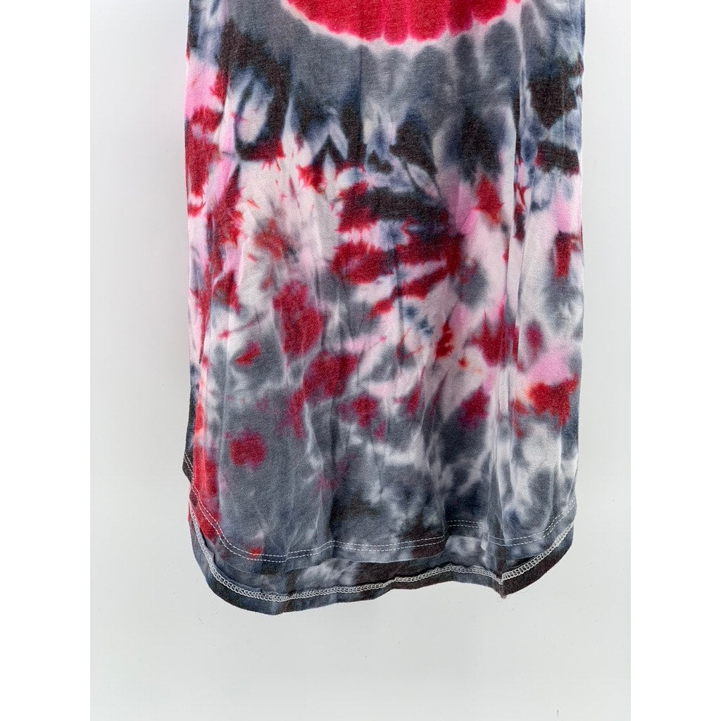 DISTRICT Women's Gray-Red Tie Dye Eye Graphic Shirt Dress SZ XS